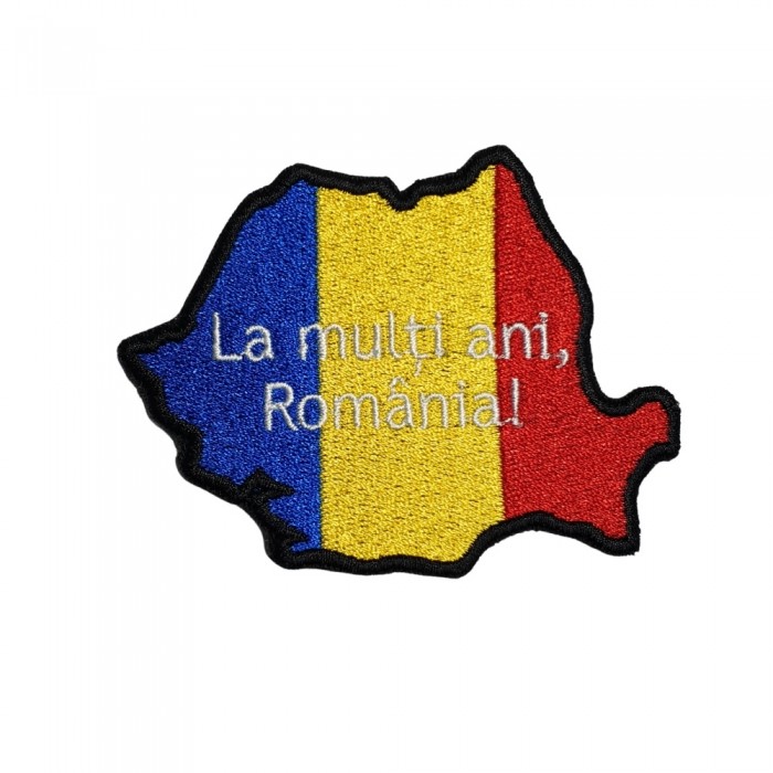 Emblema brodată tricolor România, La Mulți Ani România, emblemă pentru rever, 1 Decembrie