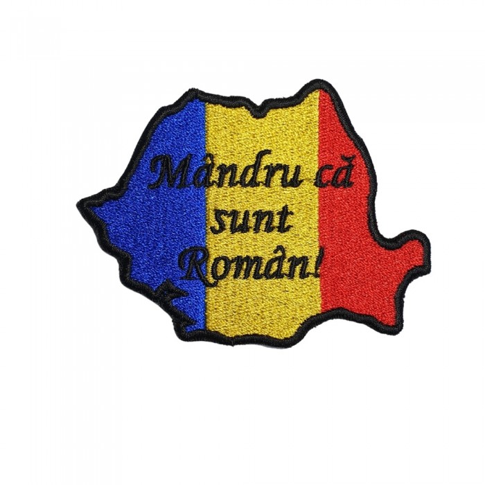 Emblema Mândru că sunt Român, culori tricolor România, broderie de calitate